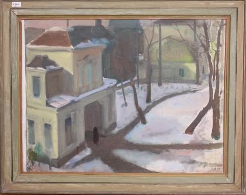 Gezicht op een plein by C. Hund, 69