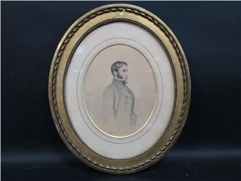 : Portrait d'un élégant homme. Dessin au fusain et gouache. 36 x 28 - Vincent Vidal