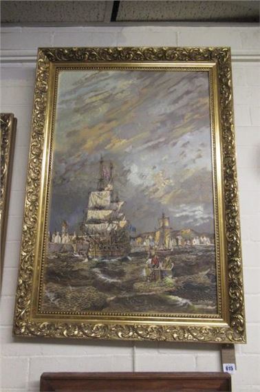 GILT FRAMED OIL ON BOARD SEASCAPE BY RAYMOND FURNESS by Raymond Furness