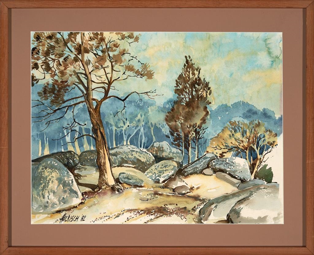 Artwork by Stewart Roy Halbisch, Rocky Landscape., Made of watercolour