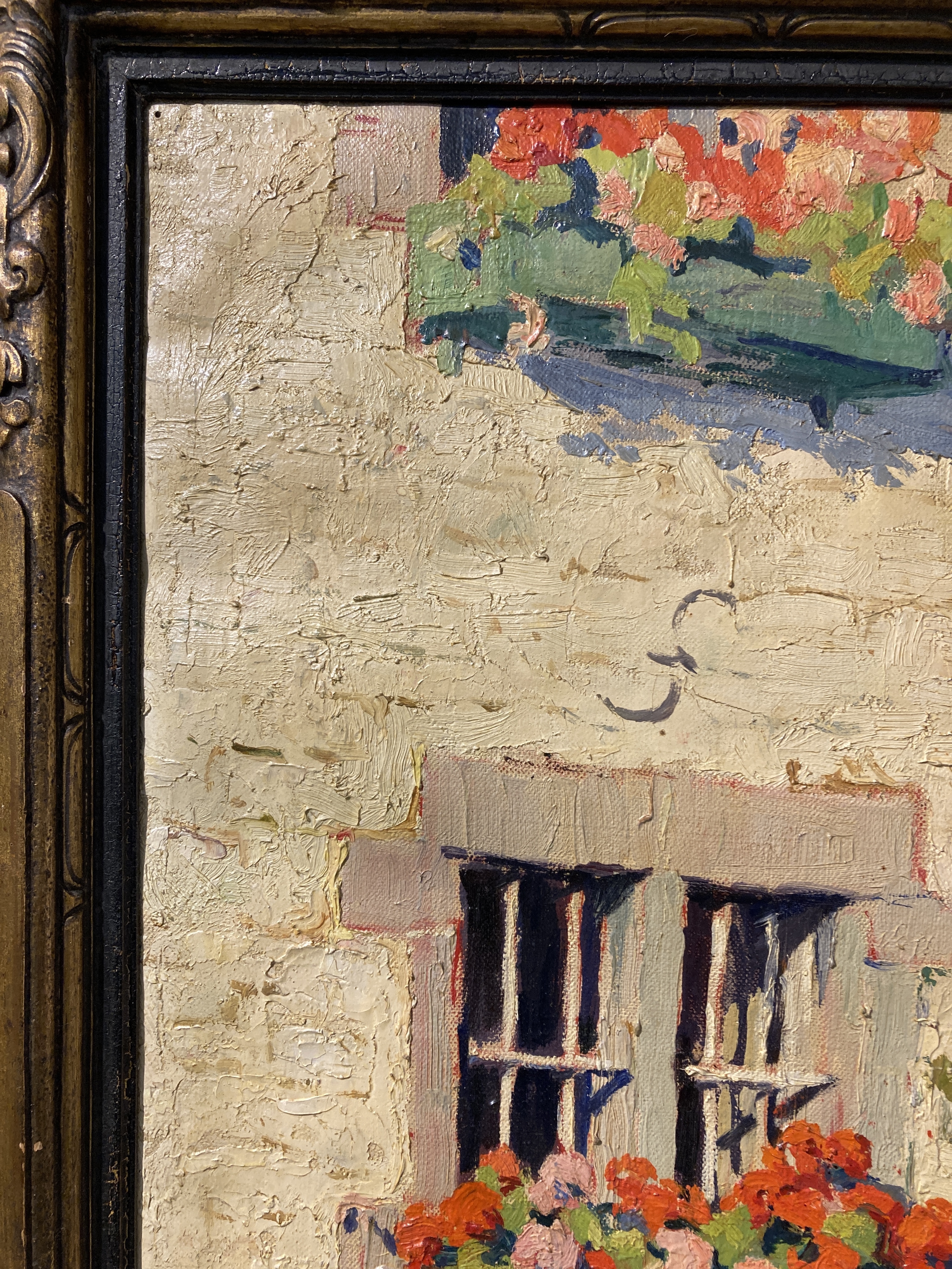 Artwork by Jean Stevan, Girl reading in a sun-drenched garden, Made of oil on canvas