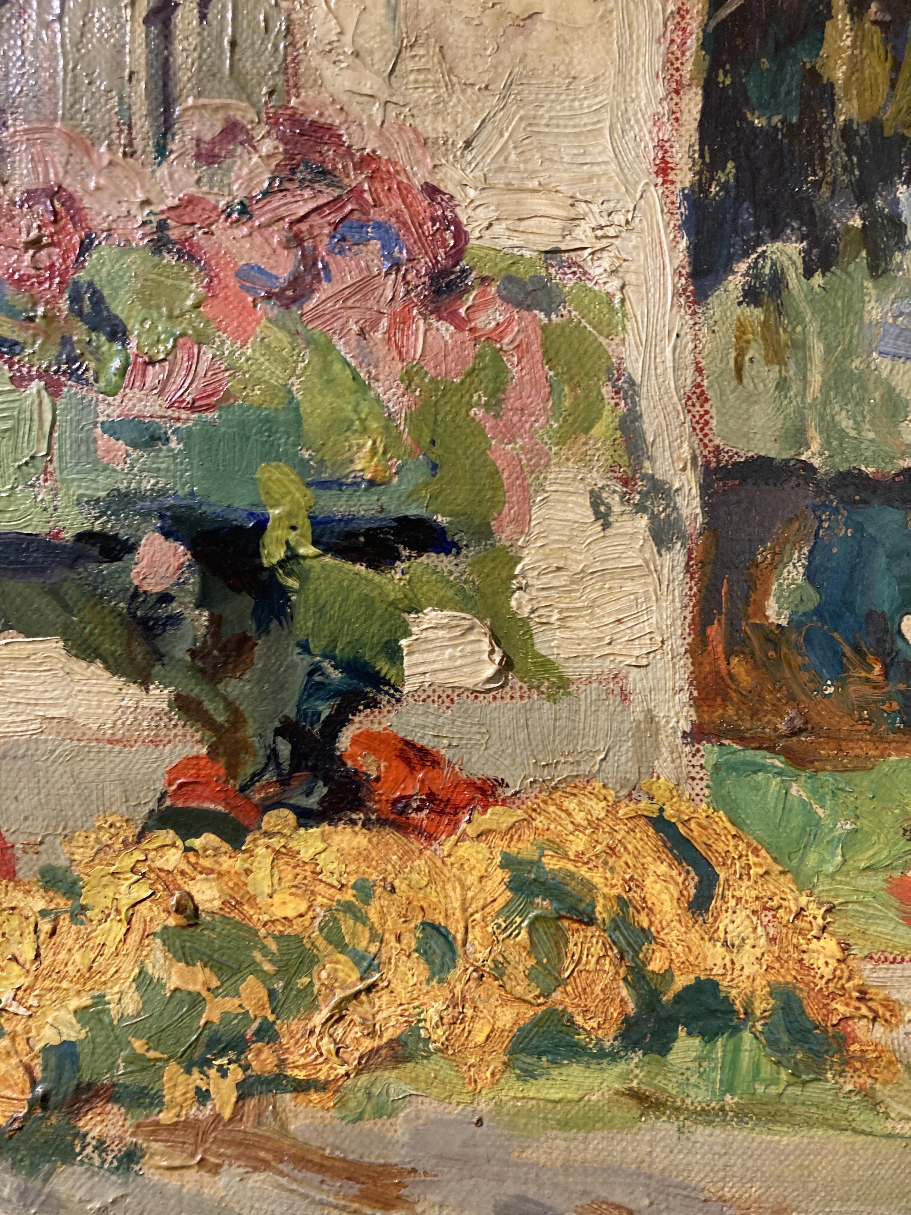 Artwork by Jean Stevan, Girl reading in a sun-drenched garden, Made of oil on canvas