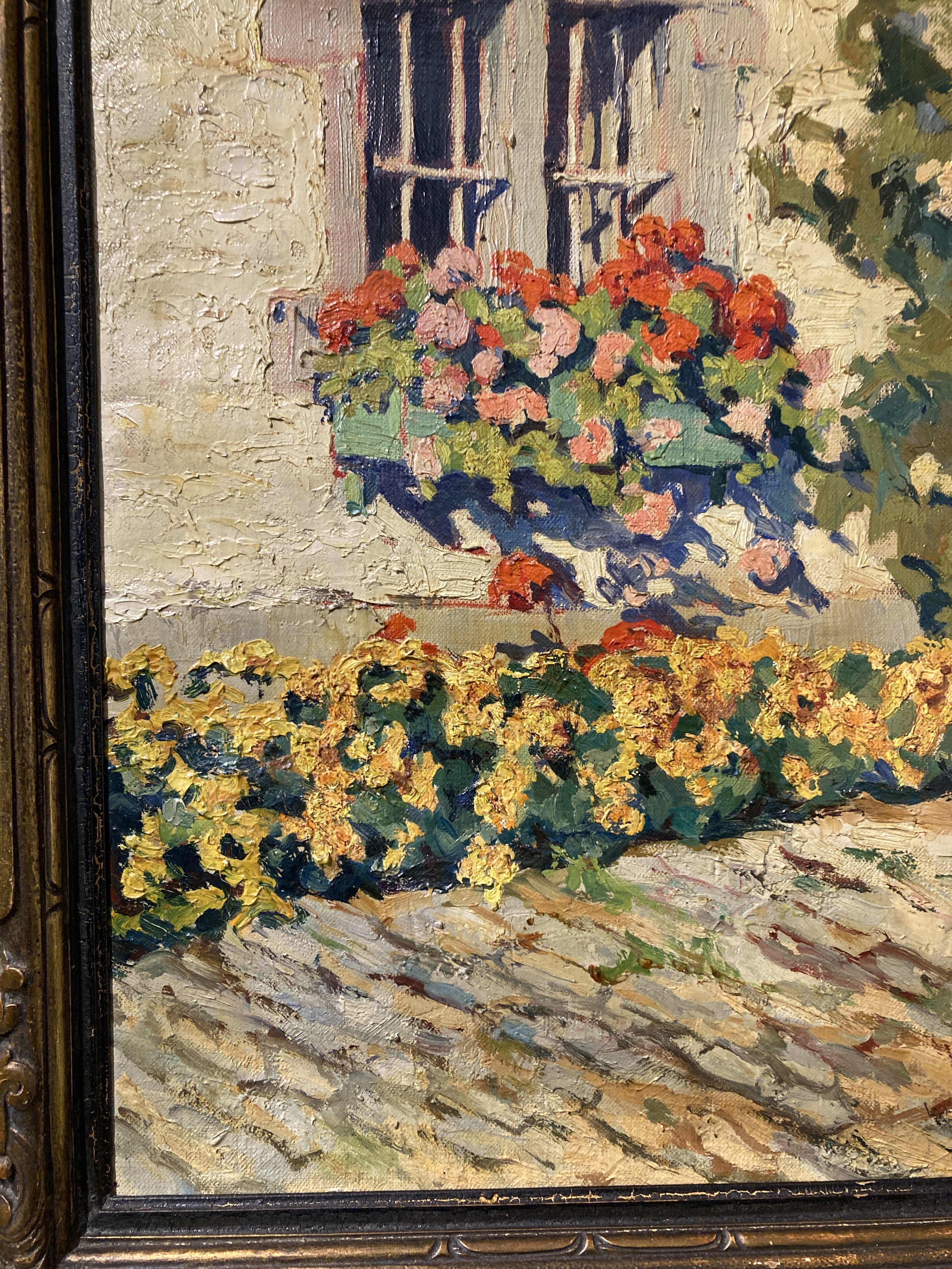 Artwork by Jean Stevan, Girl reading in a sun-drenched garden, Made of oil on canvas