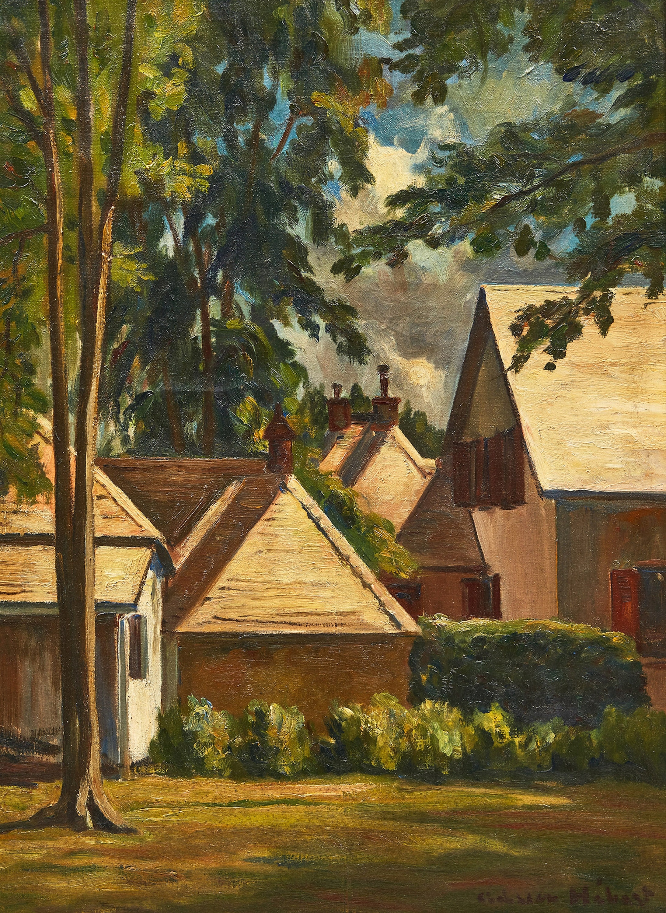 Artwork by Adrien Hébert, Houses in a Landscape, Made of oil on canvas