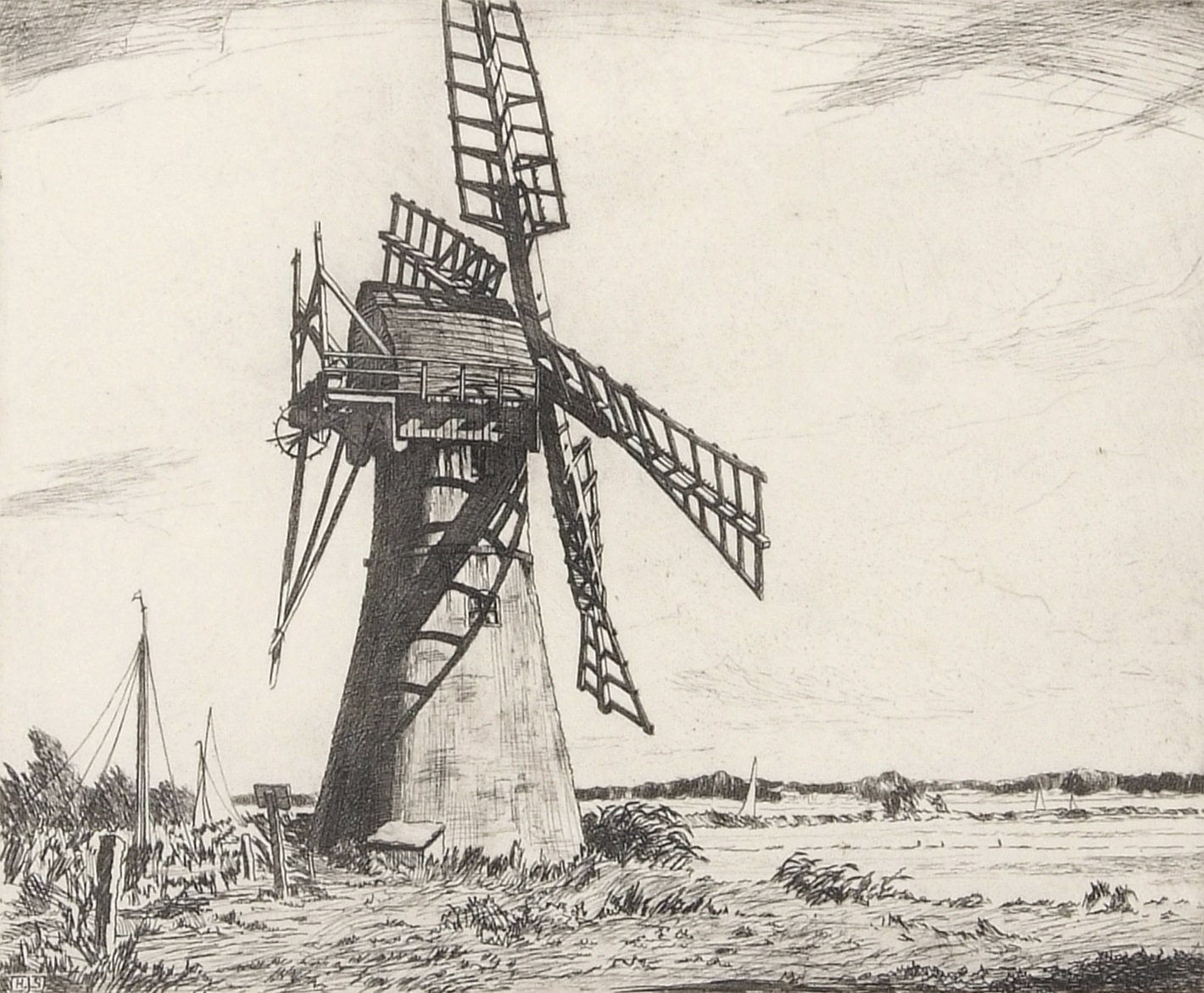 "Thurne Mill Norfolk" by Henry James Starling