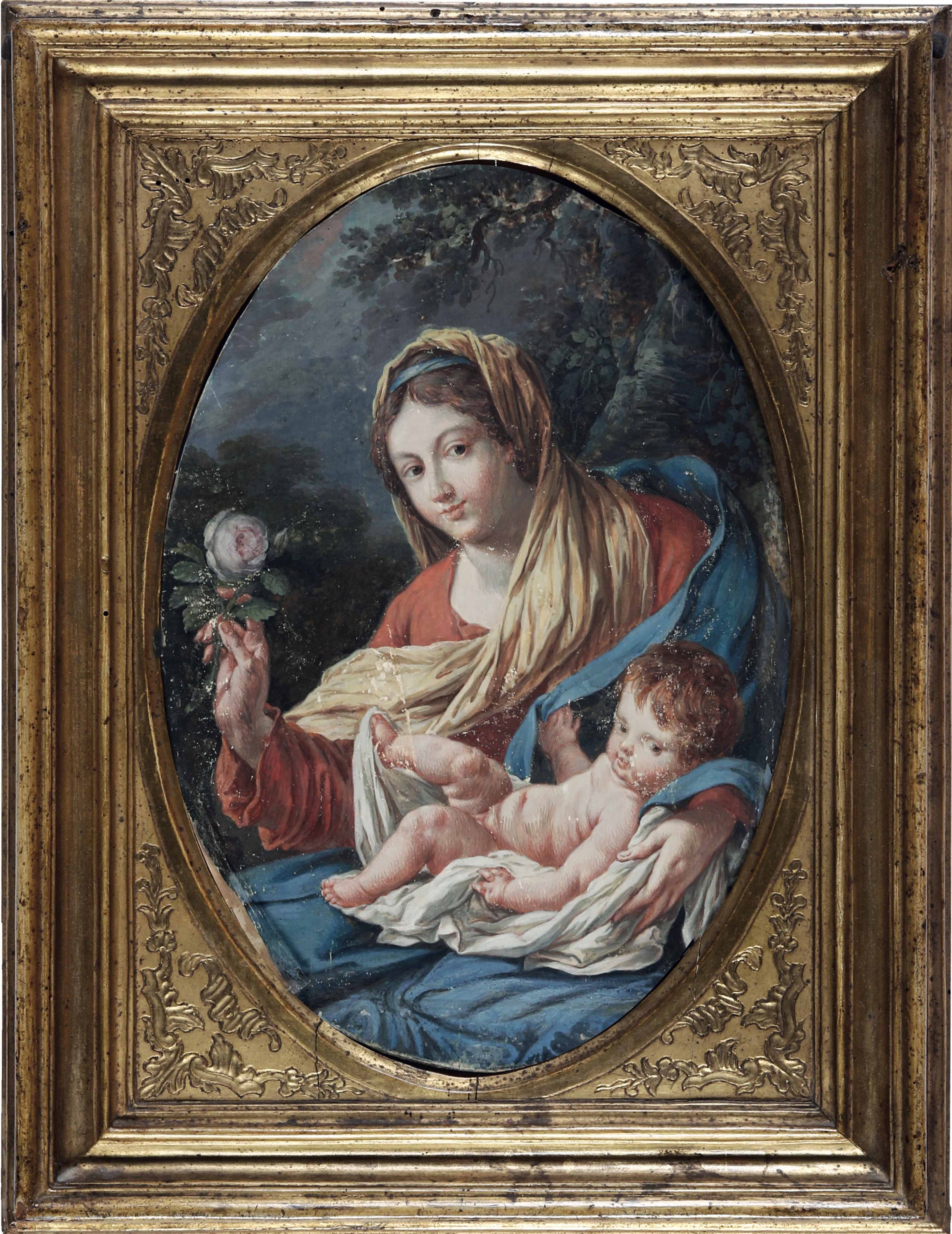 Artwork by Correggio, Madonna con Bambino, Made of Tempera on paper