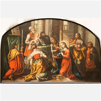 the holy family with the young Jesus in the temple - Josef Ferdinand Fromiller