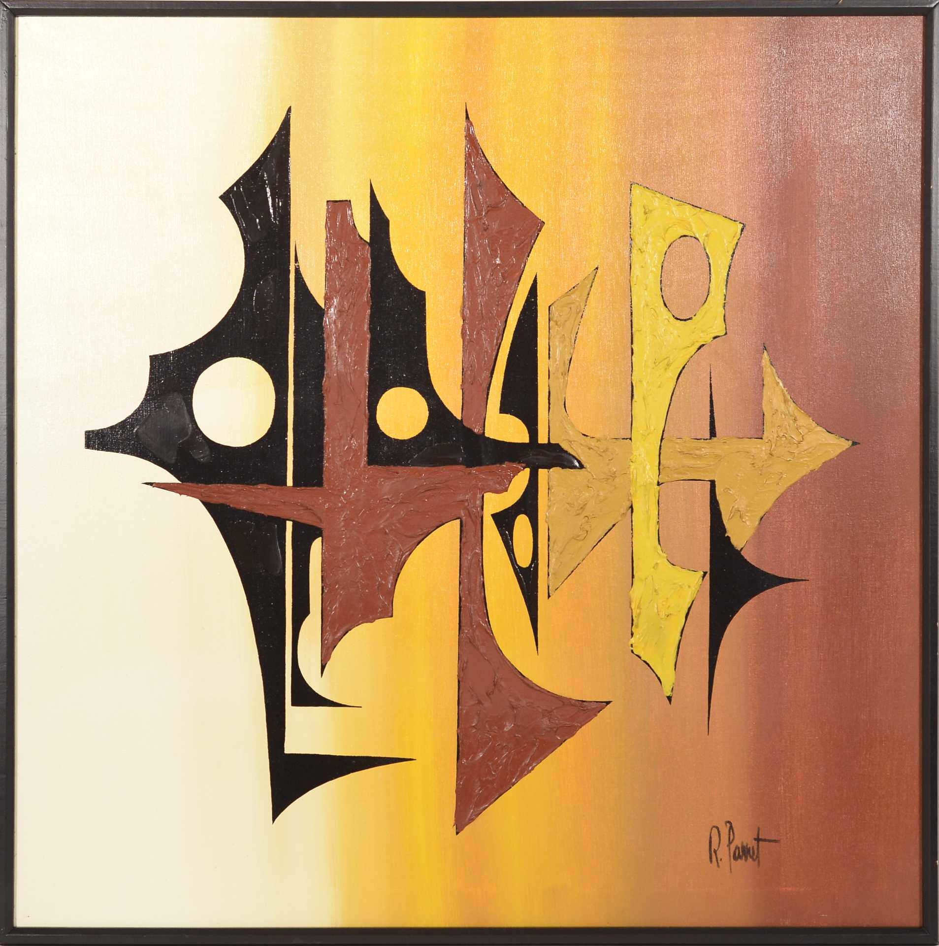 Roland Parret | Abstraction Techniques mixtes sur toile ,signée en bas ...
