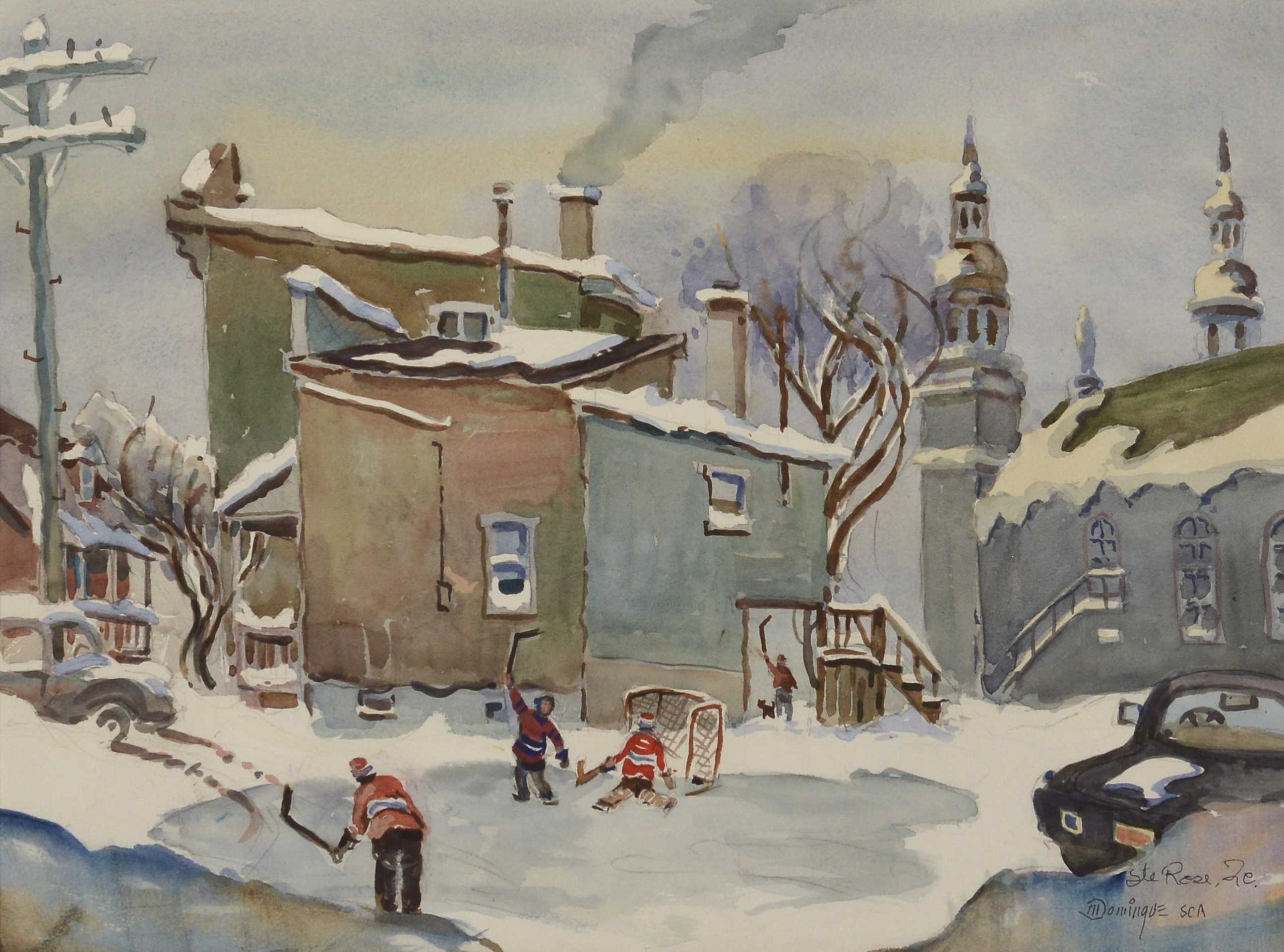 Artwork by Maurice Domingue, Ste-Rose 2e Aquarelle sur papier, signée en bas à droite Domingue S.C.A. Dimension: 19" x 24 3/4" 48.2 x 62.8 cm ------------- Domingue, Maurice, Made of Watercolour on paper