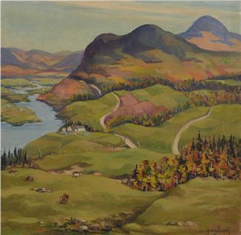 Paysage Huile sur toile, signée en bas à droite Geo. Henry Duquet Dimension: 24" x 24" 61 x 61 cm Rapport de condition: Deux petits trous au milieu en haut ------------- Duquet, Georges Henry - Georges-Henri Duquet