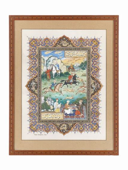 Mohammed Racim | Exceptional miniature after a poem on the hunt of the ...