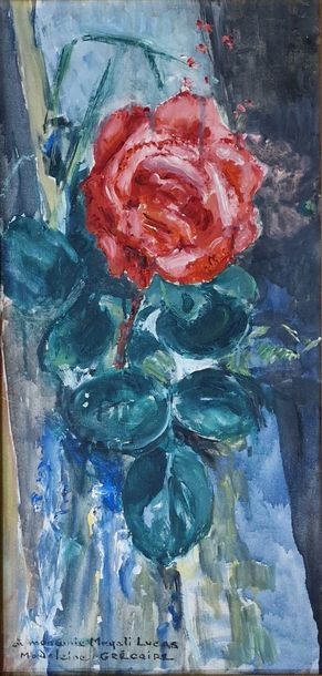 Artwork by Madeleine Gregoire, The red rose, Made of Oil on canvas
