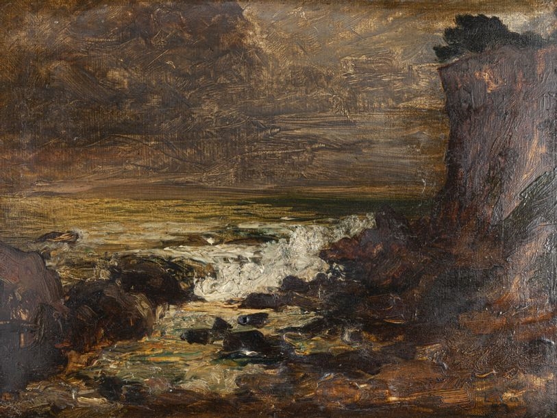 Artwork by Louis-Hilaire Carrand, Seaside, Made of Oil on cardboard