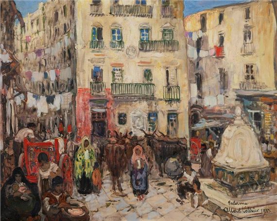 Animated square in Palermo by Fernand Allard L'Olivier, 1923