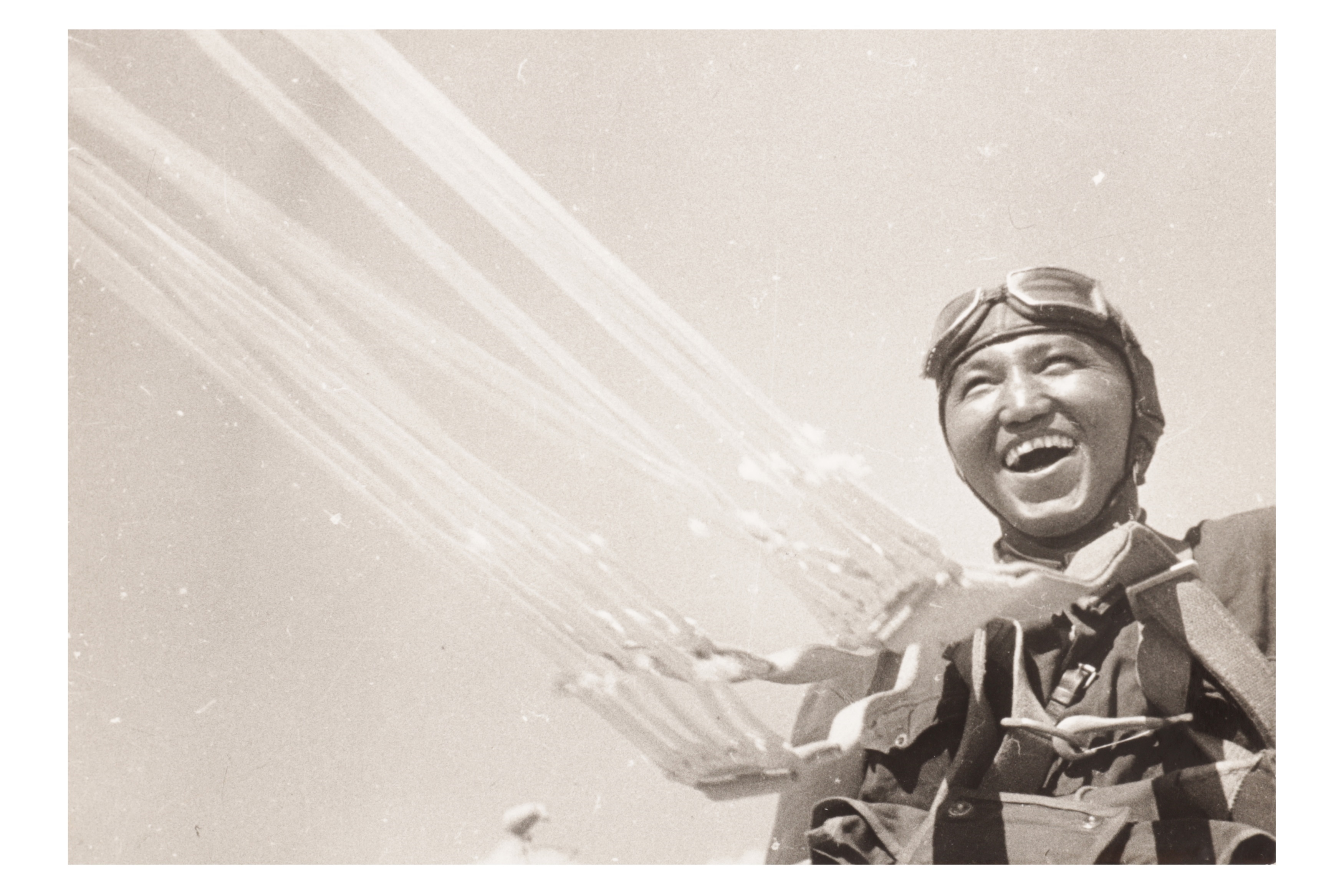 Artwork by Georgi Zelma, THE FIRST UZBEK SKYDIVER, Made of gelatin print