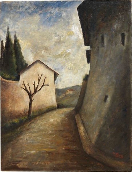 Paesaggio con case e alberi ca. by Ottone Rosai, 1932