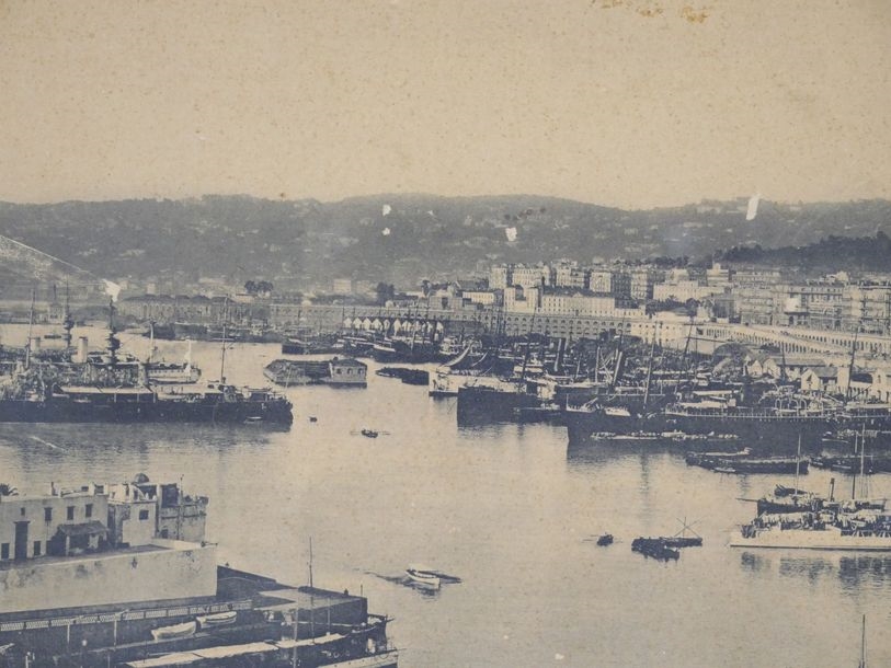 Artwork by Jean-théophile Geiser, Panoramic view of Algiers around 1880, Made of Silver photograph