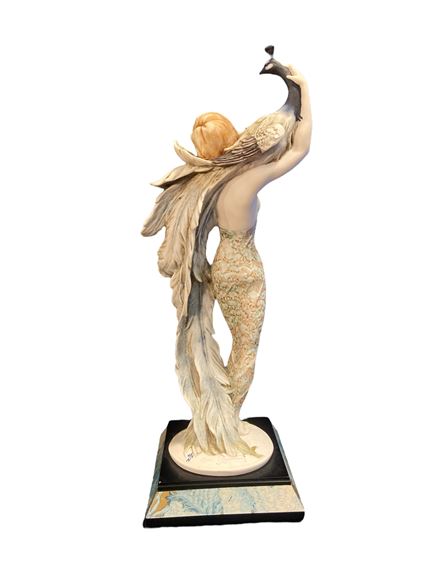 Giuseppe Armani | GIUSEPPE ARMANI Porcelain Peacock Lady Statue Figurine |  MutualArt