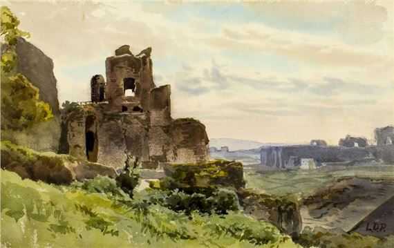 Sunset Landscape with Castle Ruins by L. D. Pilkington