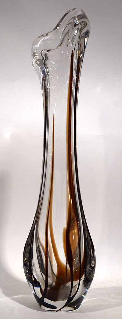 Large blown glass and brown cast soliflore - Max Verboeket