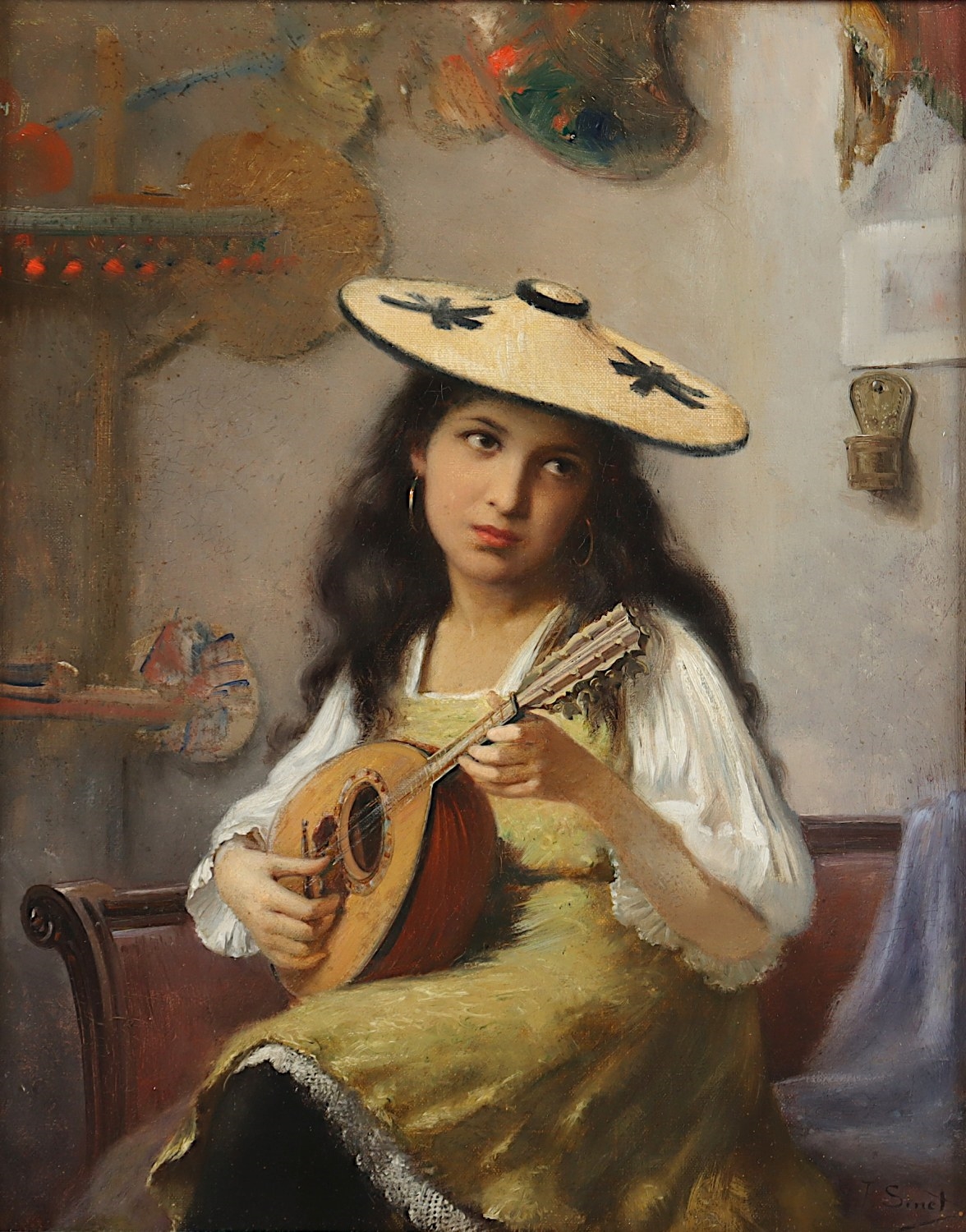 Louis Rene Hippolyte Sinet | Junge Mandolinenspielerin | MutualArt