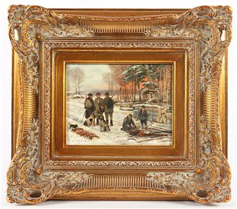 Jäger in einer Winterlandschaft - Theodor Kamphausen