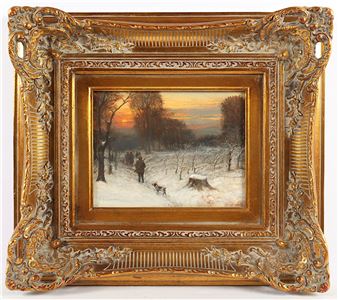 Jäger in einer Winterlandschaft - Theodor Kamphausen