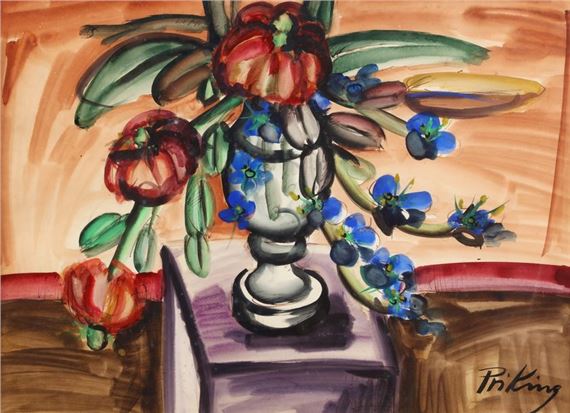Franz Priking | Bouquet of flowers GOUACHE AQUARELLE on PAPER Signed ...