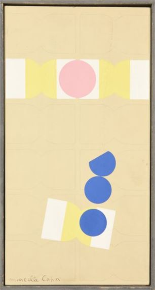 1966 Gouache on paper mounted on plywood by Marcelle Cahn, 1966