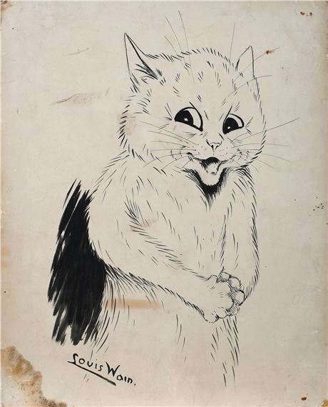 Louis Wain Cat Victorian 1900 Art Black And White Hair Cat Print Poste – Art  Unlimited