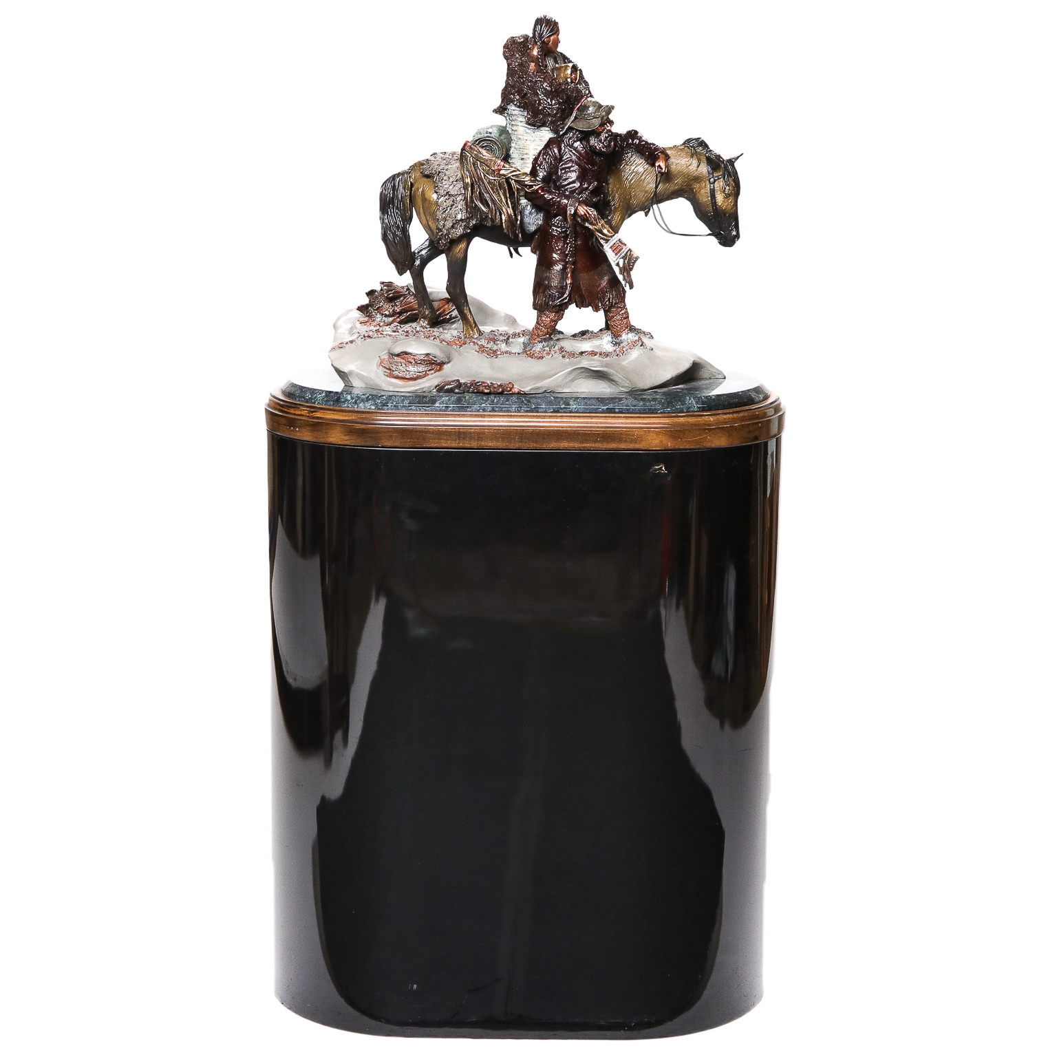 David Lemon Bronze Sculpture of a Frontiersman Walking Beside His