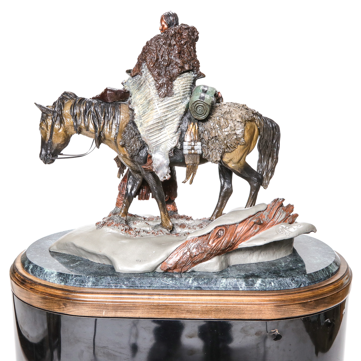 David Lemon Bronze Sculpture of a Frontiersman Walking Beside His