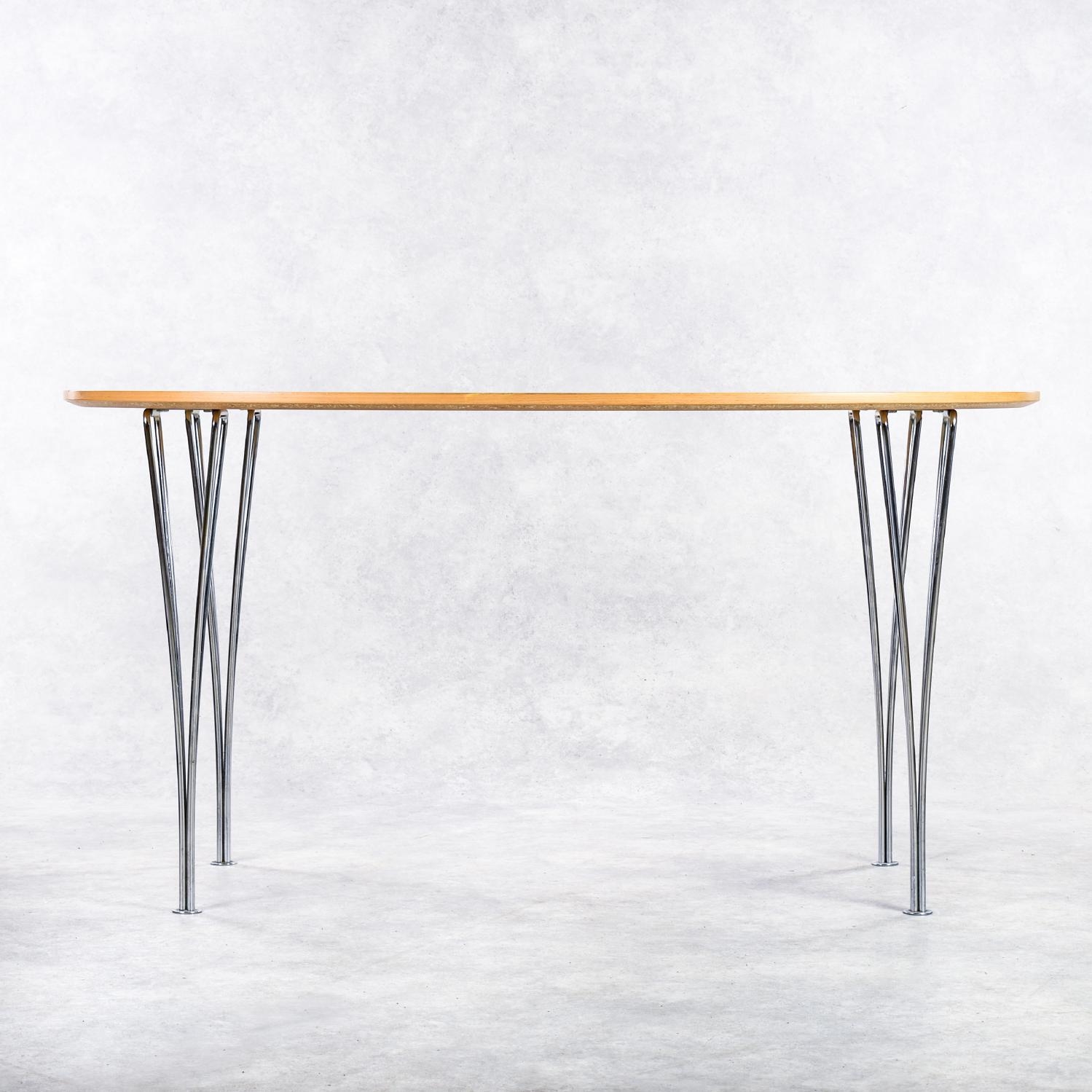 Bruno Mathsson | Table veneered in birch with four chrome legs (1983 ...