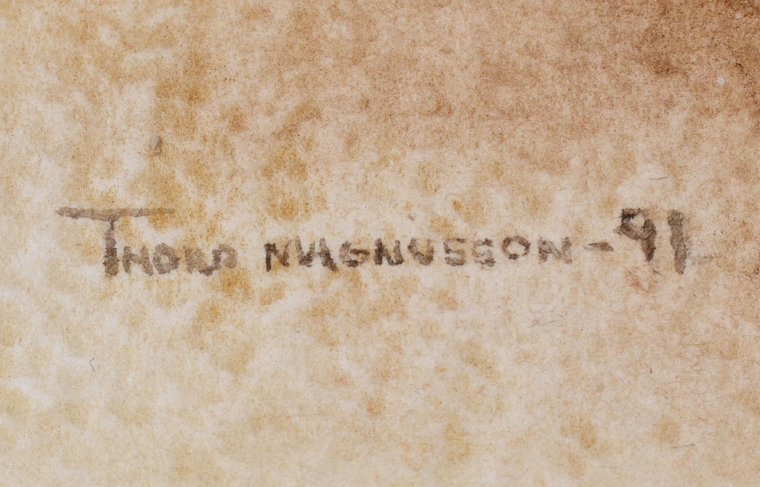 Artwork by Thord Magnusson, Motif of Northern Lapwings over the fields, Made of Watercolor on paper