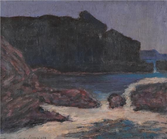 rocky coastal landscape by Elizabeth Cope, American School