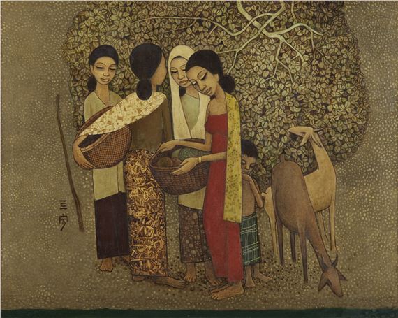 On the Way Home by Cheong Soo Pieng, 1975, Painted in 1975