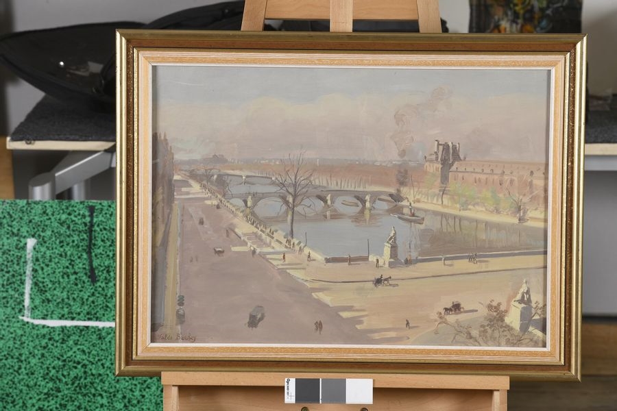 Louis ValdoBarbey The Seine in front of the Louvre quay, the
