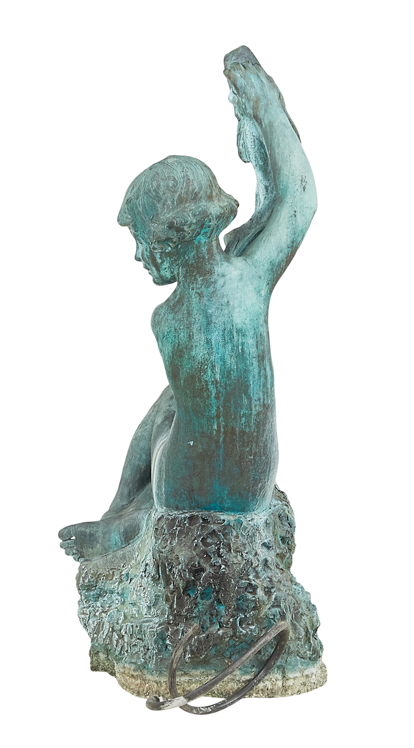 Artwork by Janet Scudder, "Boy with Fish", Made of bronze