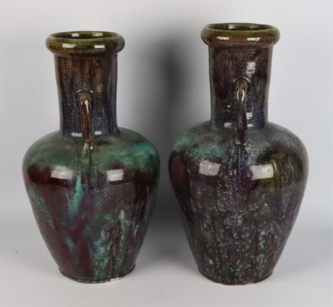 Cruche En Grès Vintage Mitchell Shelton Pottery – 11 Pouces – Glaçure Bleue Cobalt – Seagrove NC – Occasion