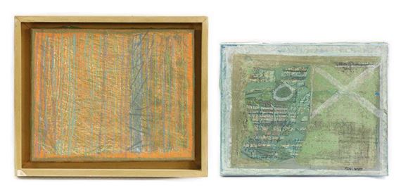 Untitled (study in blue and green); Untitled (study in orange and blue) by Michel Duport