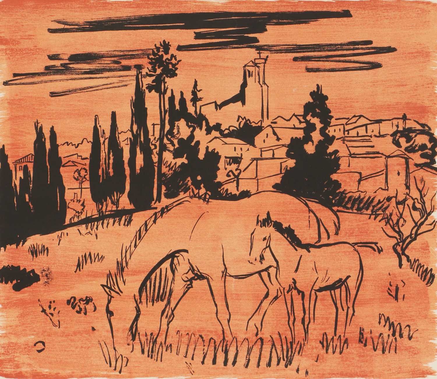 Yves Brayer Carriage ride through the countryside; Horsestwo