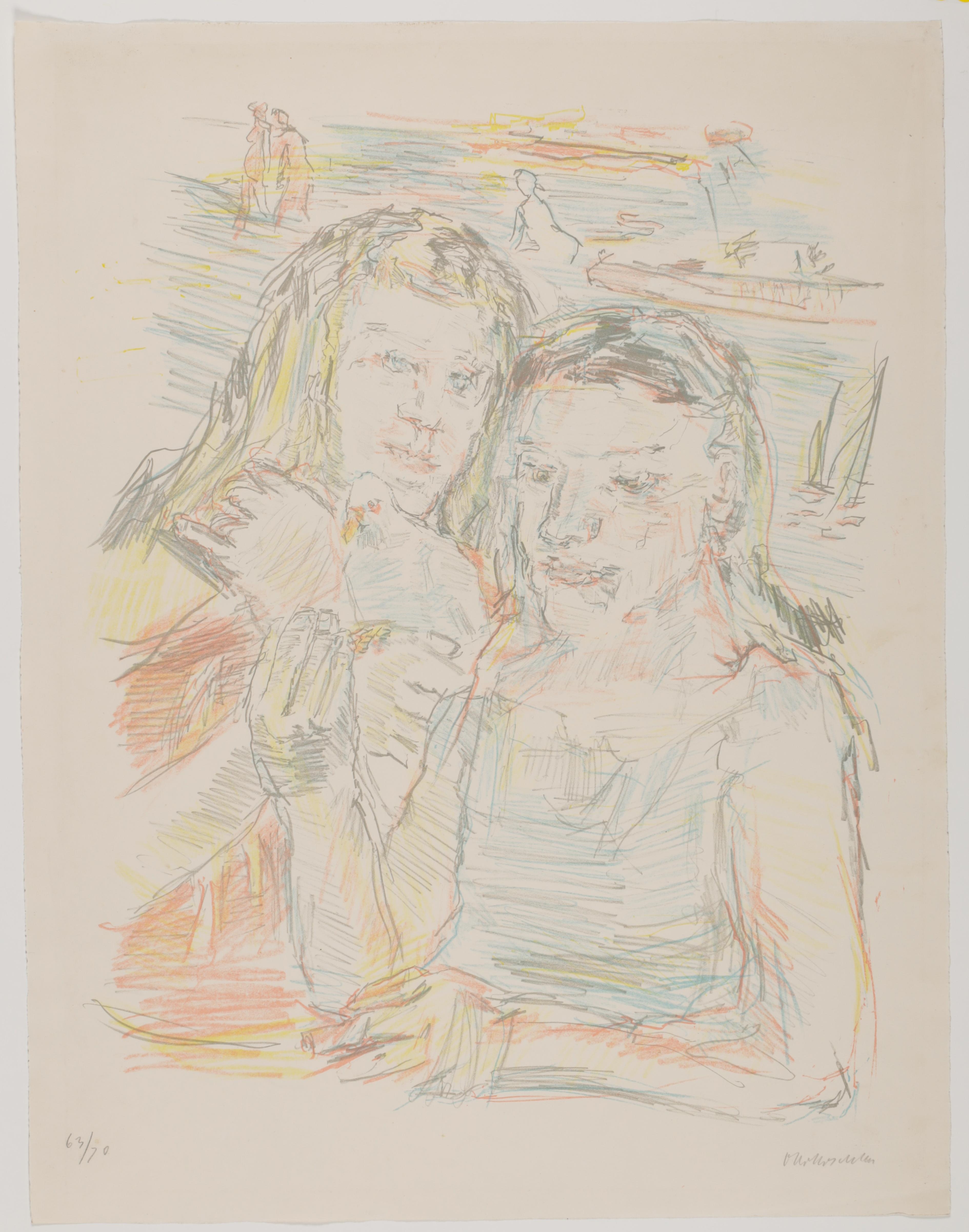 Artwork by Oskar Kokoschka, Zwei Mädchen mit Taube