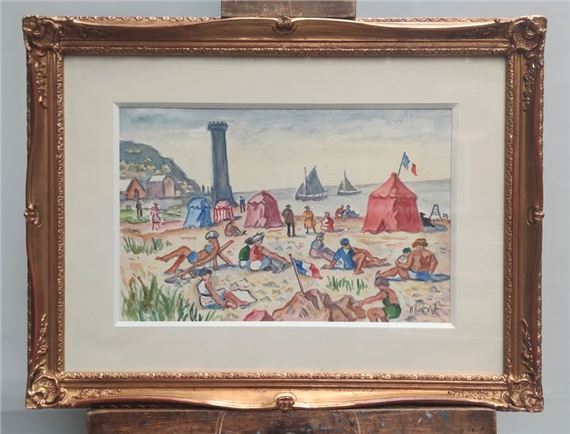 The beach at Honfleur by Henri Liénard de Saint-Délis