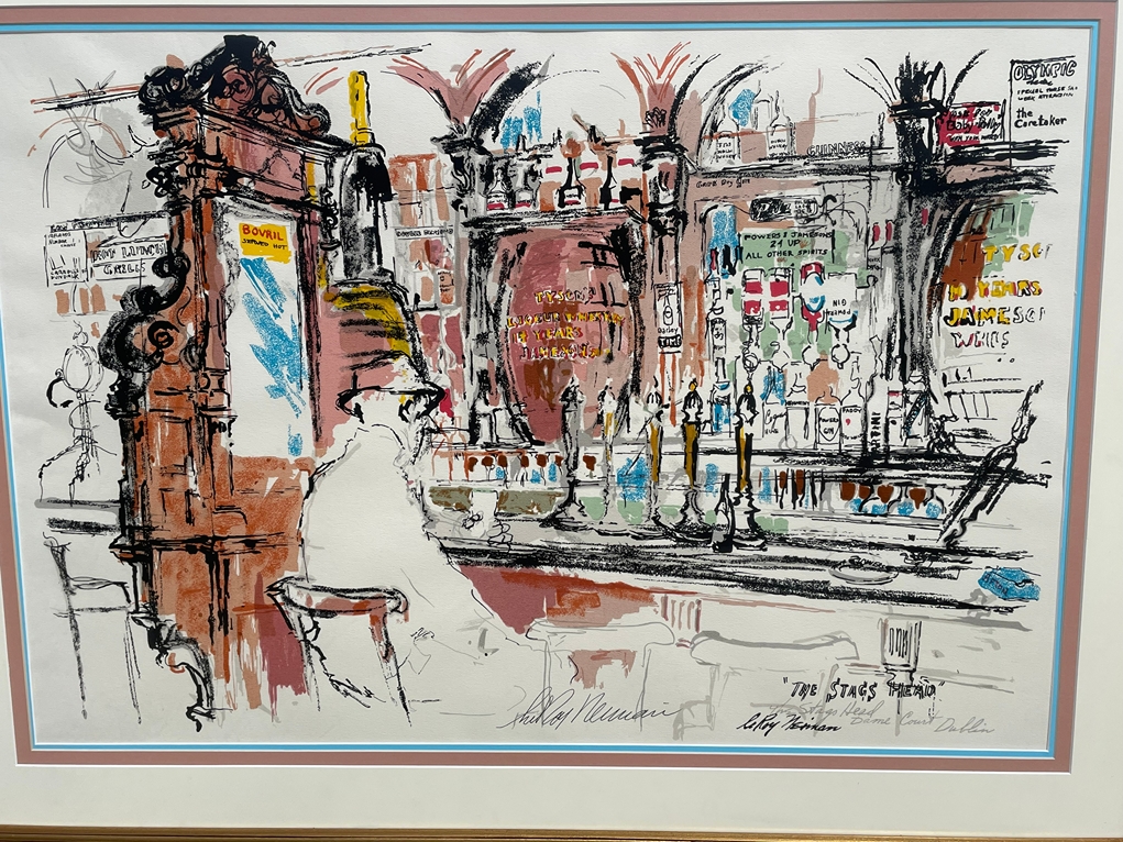 Artwork by LeRoy Neiman, Signed LEROY NEIMAN "Dublin Bar- The Stag's Head" Serigraph, Made of Serigraph