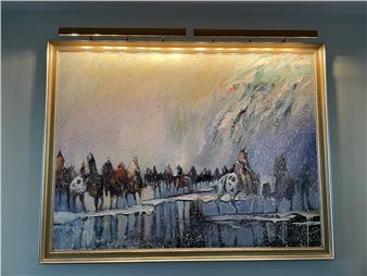 Wall Size Sgd. EARL BISS Oil on Canvas "REFLECTIONS OF CRAZY DOG SOLDIERS..." - Earl Biss