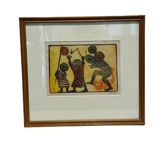 Mid Century Woodcut by HELEN SIEGL "Birthday Ride" - Helen Siegl