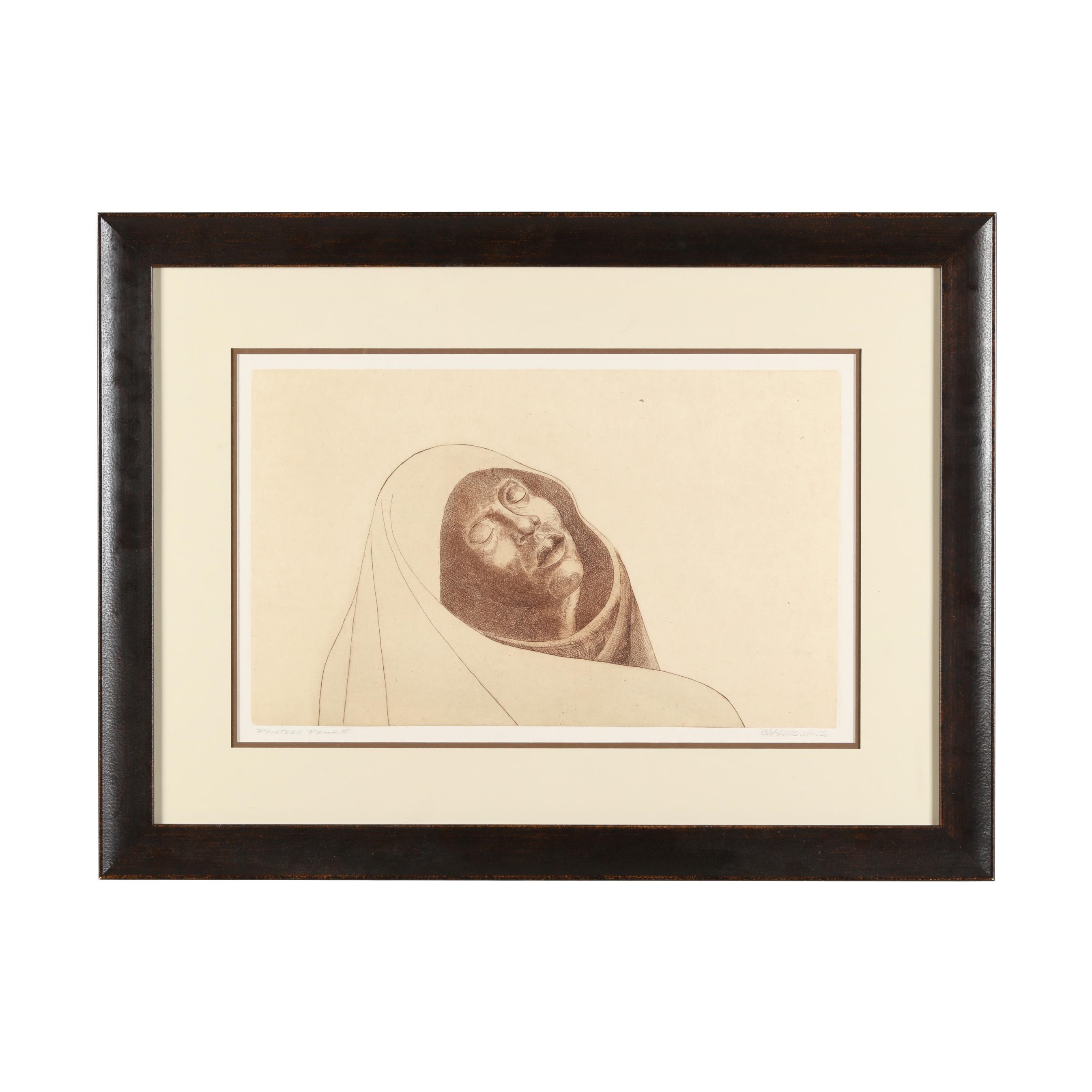 Artwork by Charles White, Madonna, Made of Etching in brown ink on chine collé