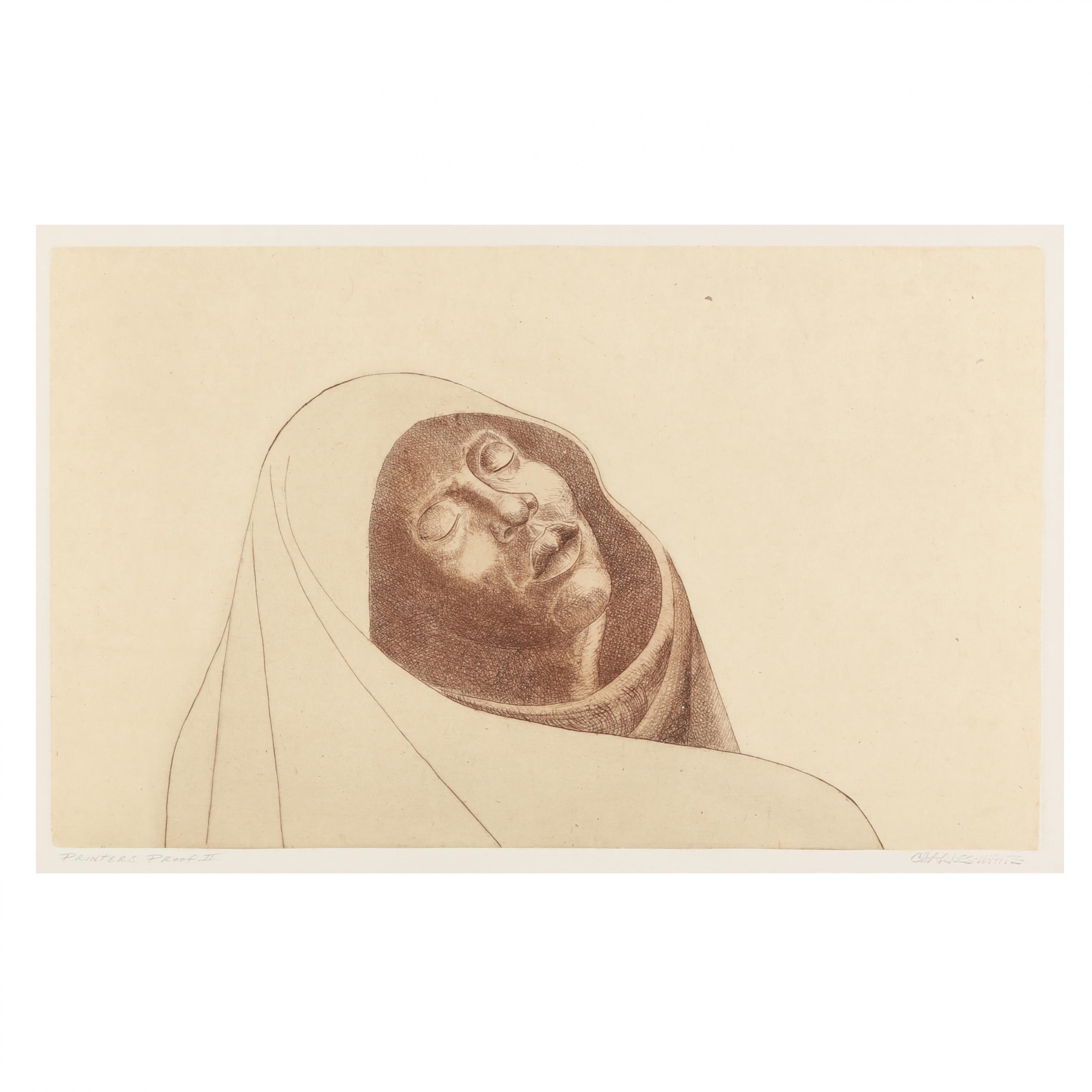 Artwork by Charles White, Madonna, Made of Etching in brown ink on chine collé