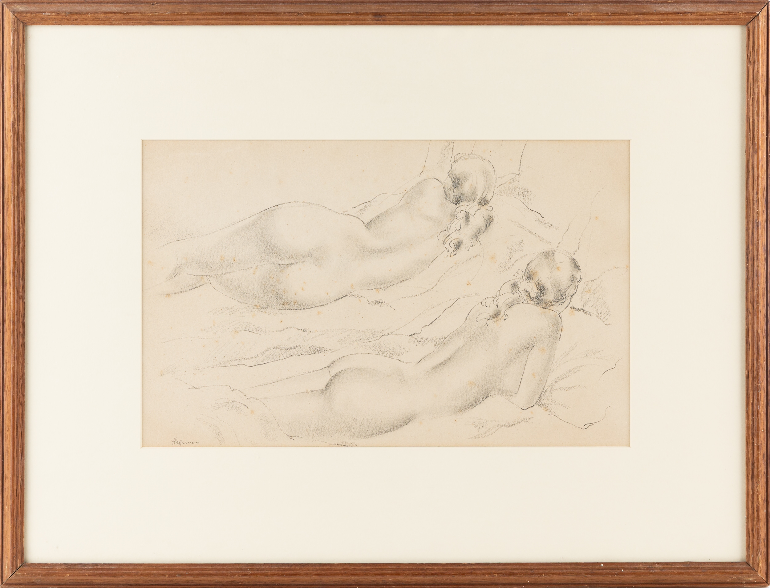 Artwork by Edward Heffernan, Two nudes, Made of pencil sketch