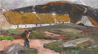 THATCHED COTTAGES IN THE WEST OF IRELAND (A PAIR) - Marjorie Henry